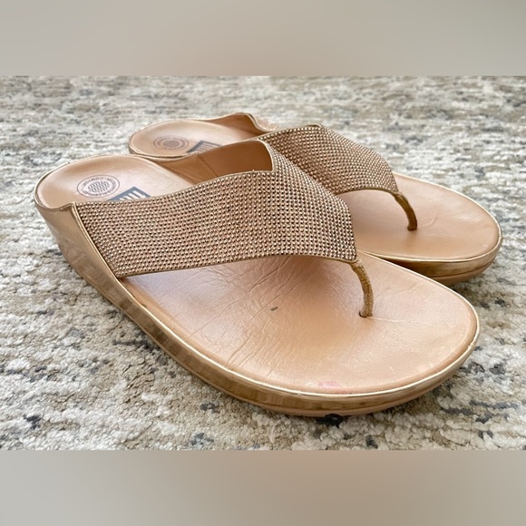 Fitflop Twiss Crystal Sandals Beige Gold - Picture 2 of 7
